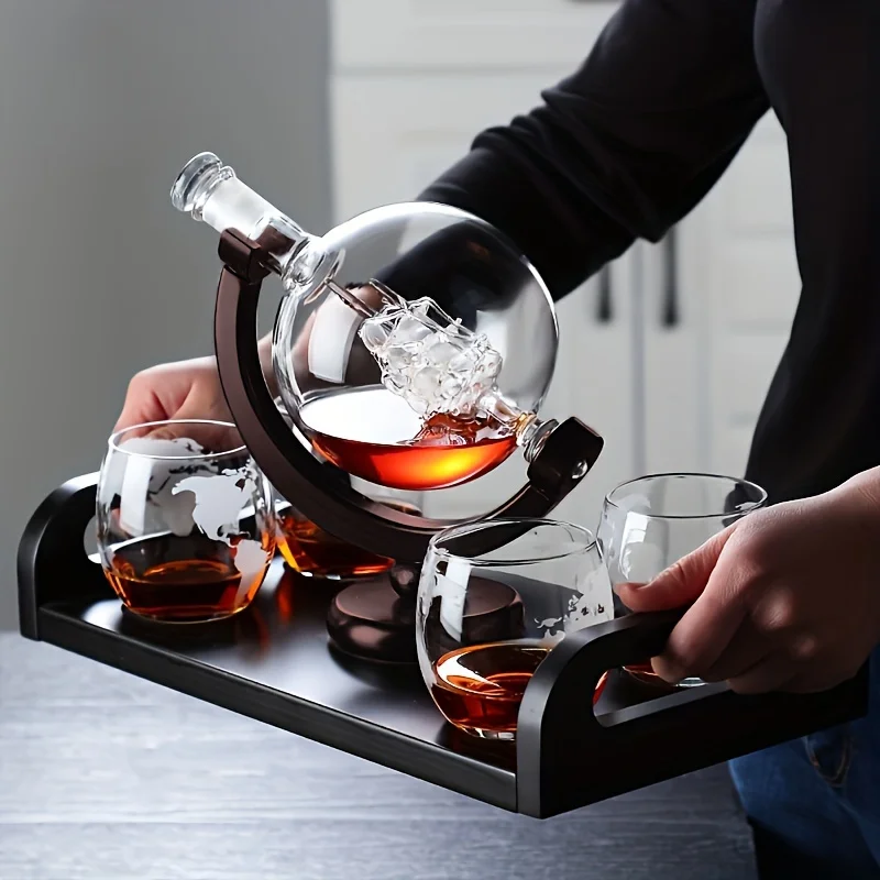 Decanter Globe Set - 지구본 모양 위스키 디캔터 보로실리케이트 유리와