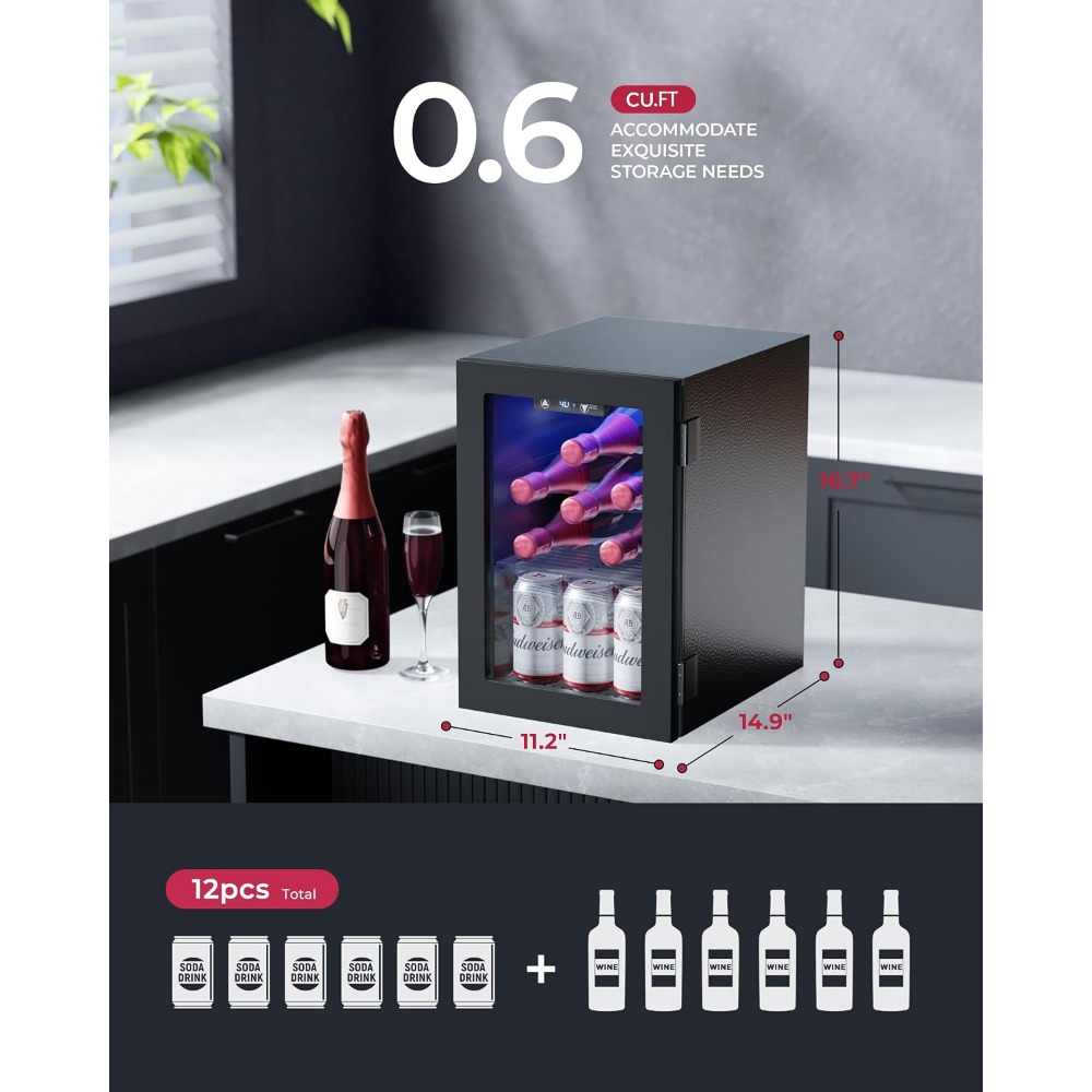 24캔 미니 냉장고, 0.6 Cu.Ft 음료 쿨러, 블 - Home Bar Shelves 리뷰 및 가격