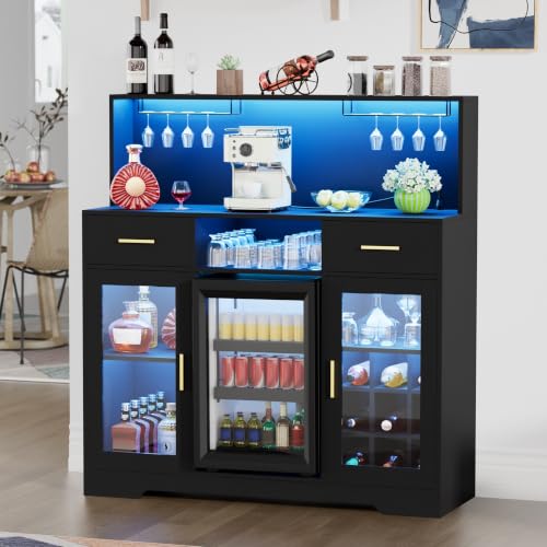 미니 냉장고 수납장, LED 조명 및 전원 콘센트가 있 - Home Bar And Cabinet 리뷰 및 가격