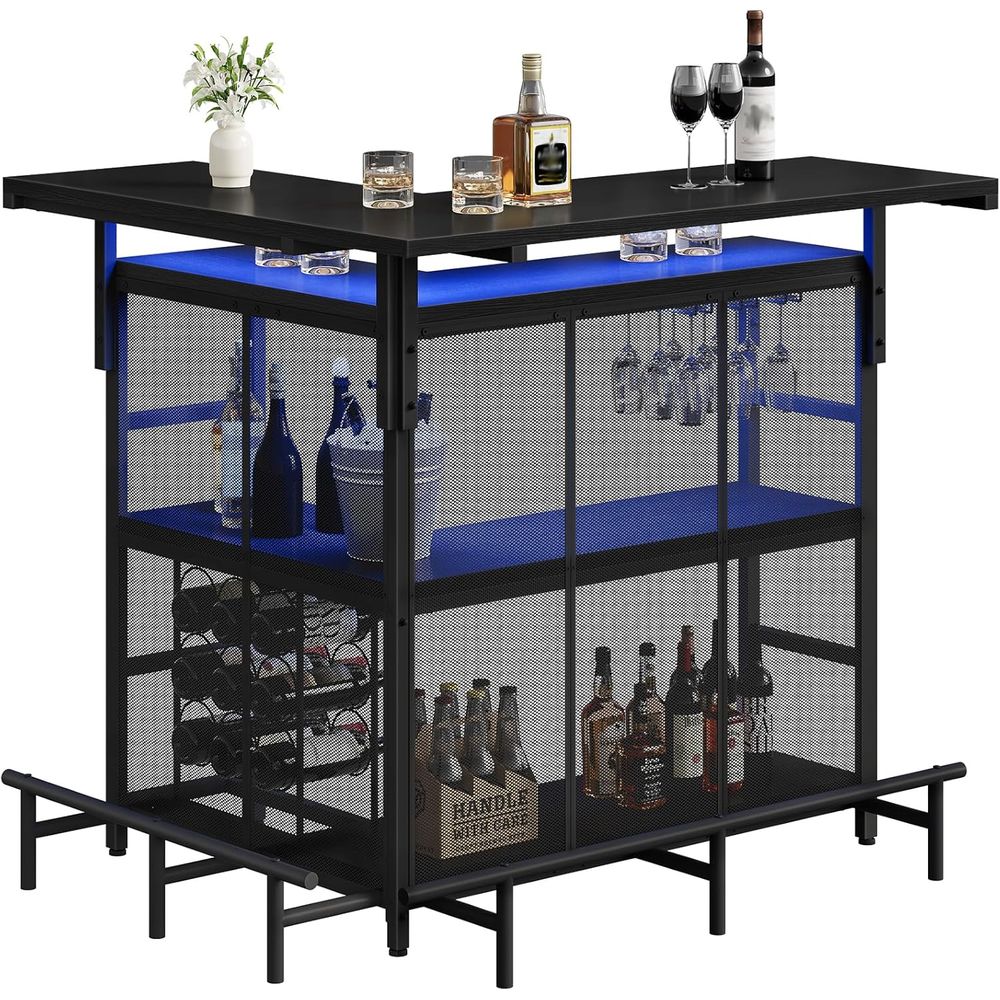 홈 바 유닛, L자형 바 테이블(잔 홀더 포함), 4단 - Home Bar Shelves 리뷰 및 가격