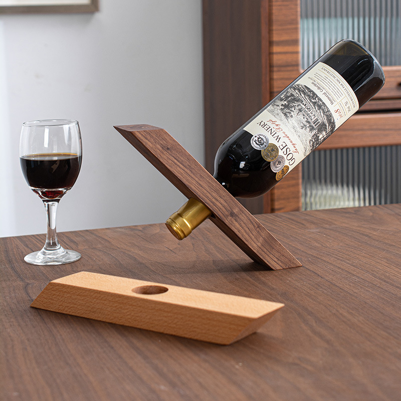 HeMu 미니멀리스트 나무 와인병 홀더 호두나무 싱글  - Home Bar Stand 리뷰 및 가격
