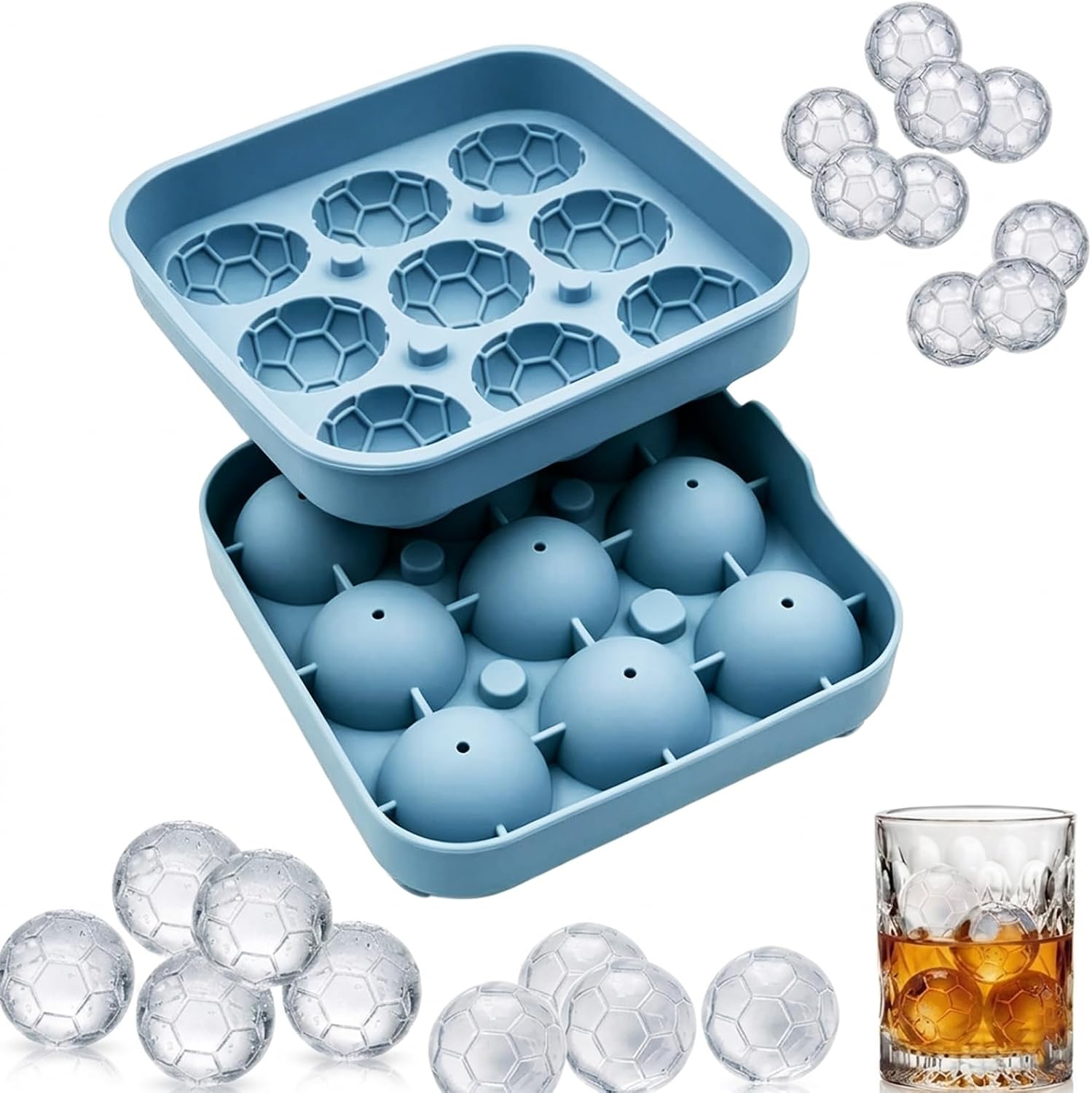 축구공 모양 얼음틀, 9/4 구멍 실리콘 축구 얼음틀  - Ice Mold Sphere 리뷰 및 가격