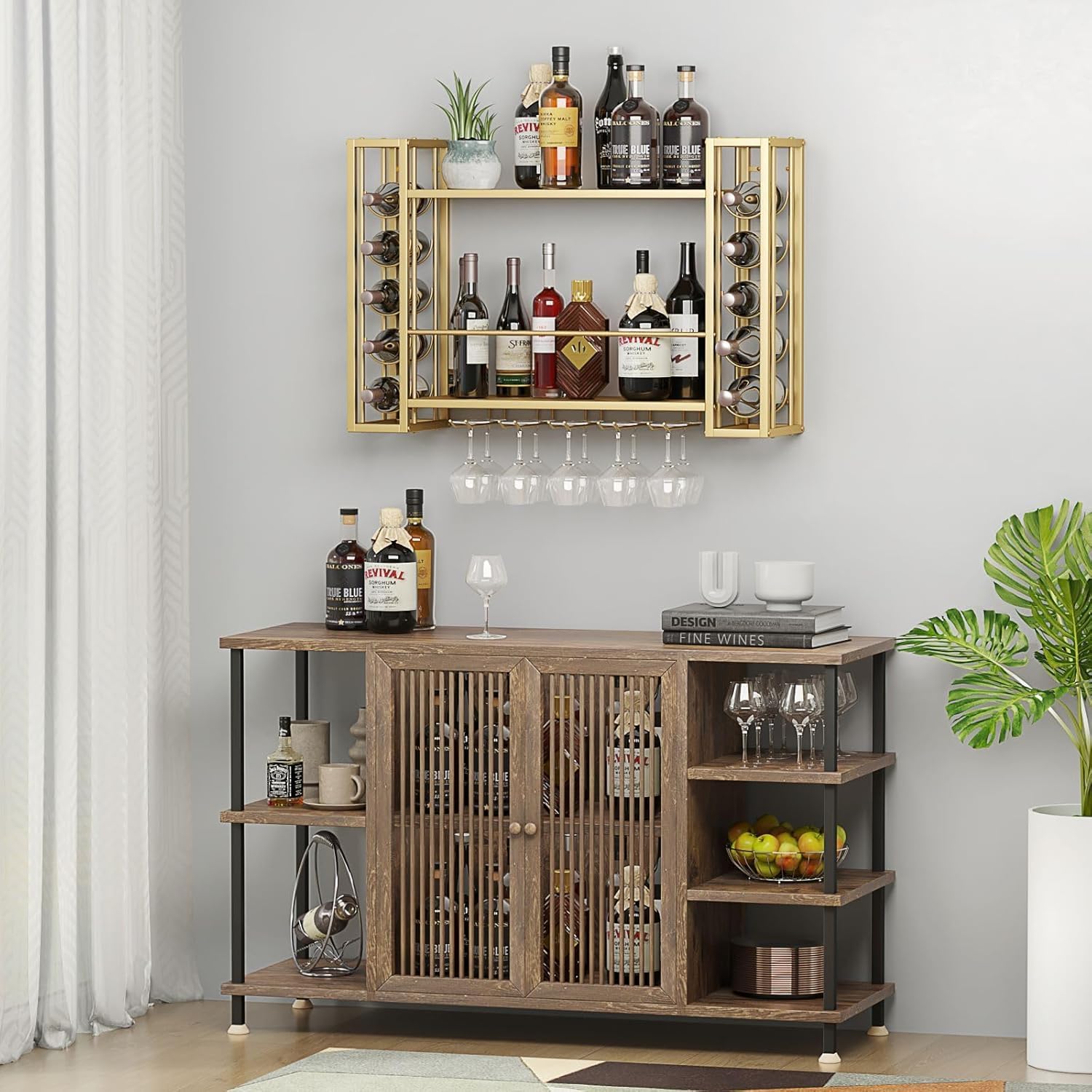 벽걸이형 와인랙, 와인잔걸이가 있는 벽걸이형 와인랙,  - Home Bar Shelves 리뷰 및 가격